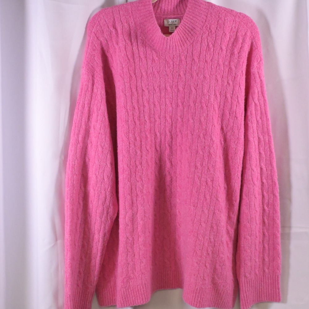 J.Crew Pink Cable Knit Mock Neck‎ Sweater 3X Extra Soft Yarn